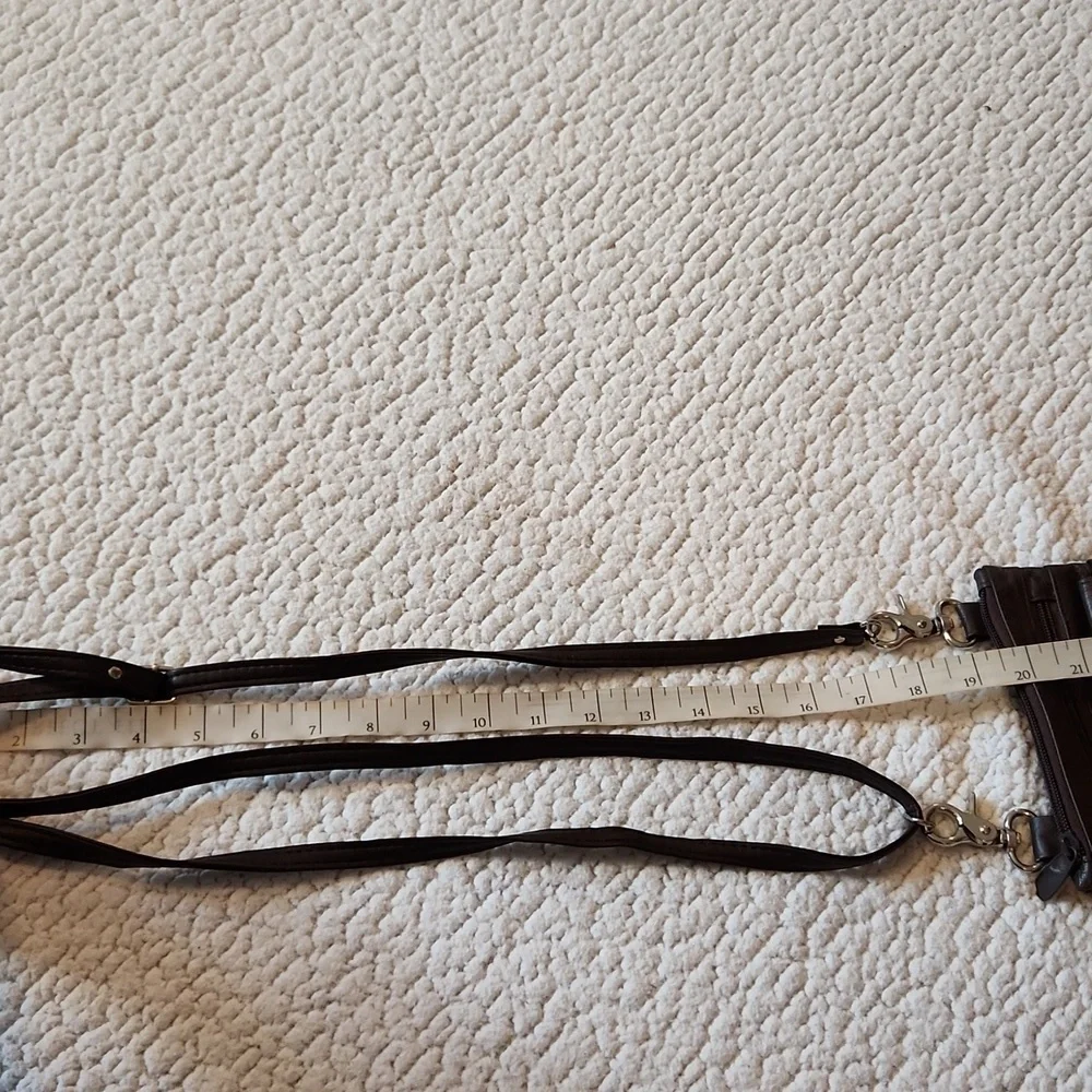 Mod Lily Chocolate Brown Faux Leather Multicompartment Crossbody Bag Resortwear